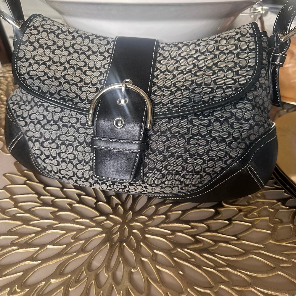 Coach Black and Gray Shoulder Bag